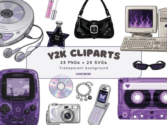 Download Y2K Aesthetic Cliparts, 2000s Teen SVG - Aesthetic Collection