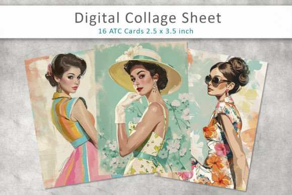 Download Woman 60's ATC Cards, Junk Journal Cards - Journal cards Collection