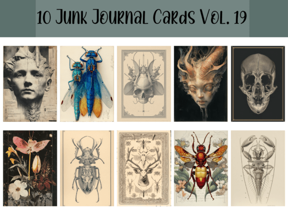 Download Vintage Junk Journal Cards Bundle - Journal cards Collection